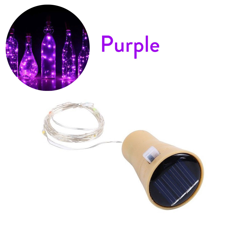 Luces solares para botellas de vino, 10LED, 15LED, 20LED, forma de corcho, guirnalda de luces navideñas, alambre de cobre, lámpara decorativa para habitación del hogar: Blanco frío / 0-5 W