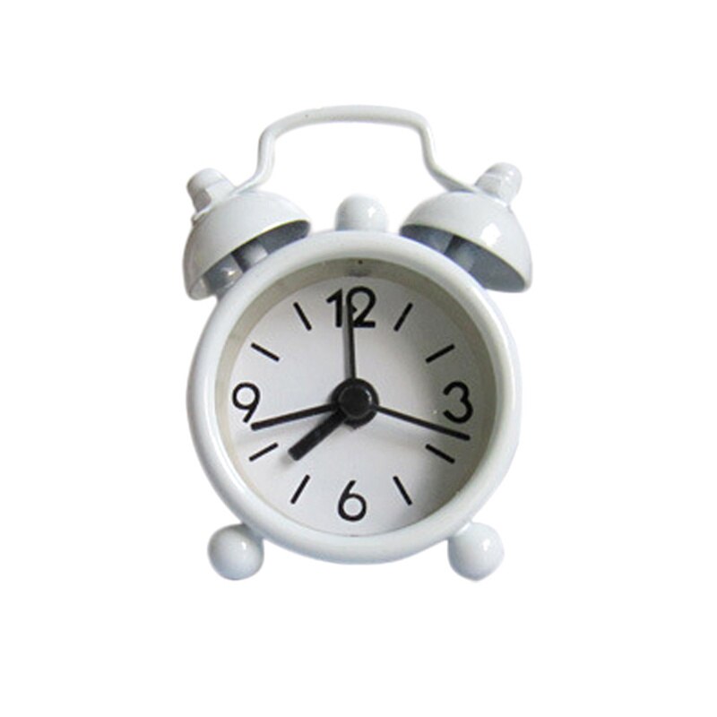 Cute Mini Metal Small Alarm Clock Electronic Small Alarm Clock 5 Color: White