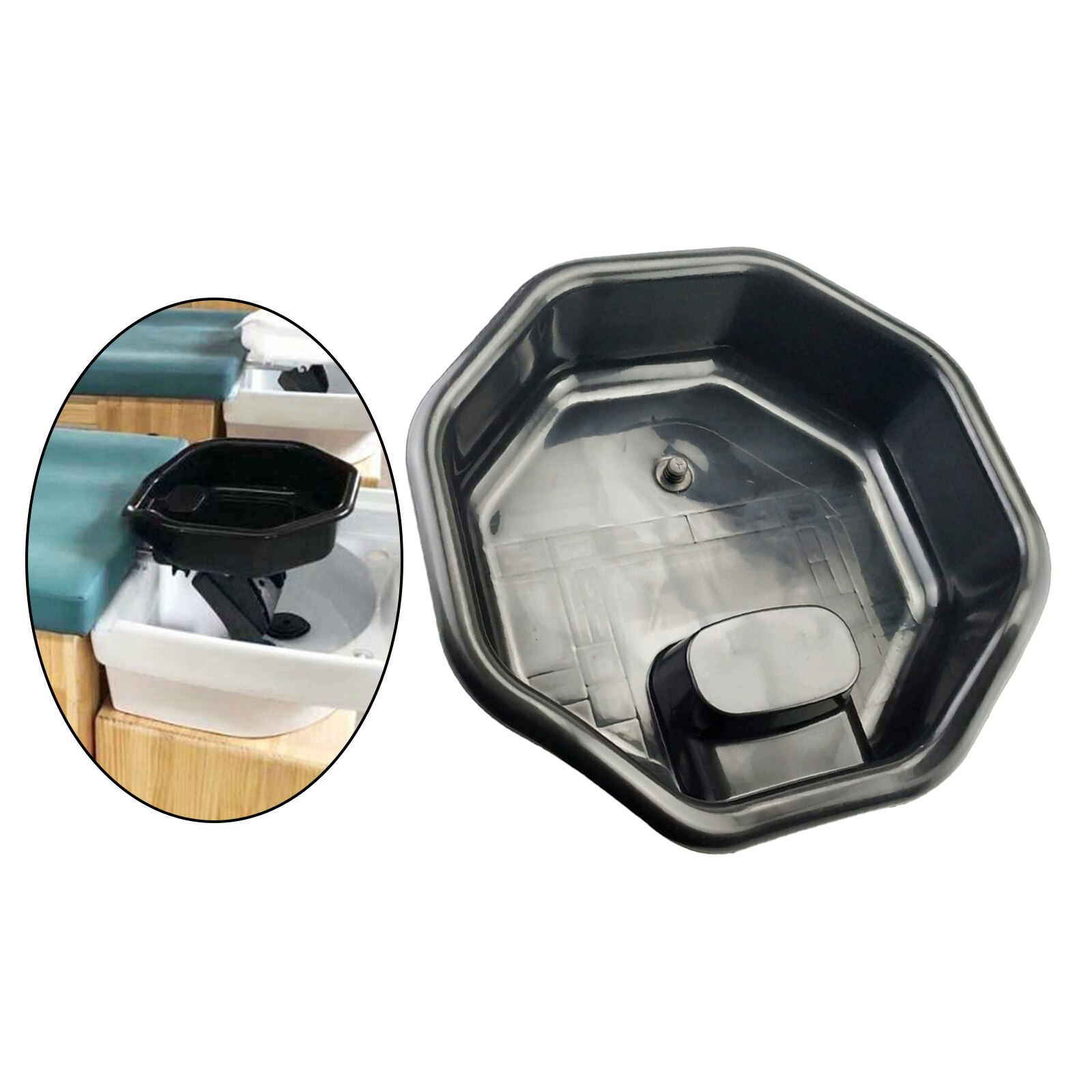 Lavabo de champú para el cuidado de los pacientes, lavado de pelo con respaldo, Bandeja de lavado de pelo en la cama, portátil, bandeja con Bol: Black