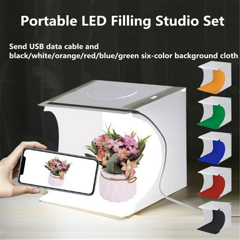 Mini boîte à lumière pour Studio Photo + 6 arrière-plans portables, ensemble de Studio de table