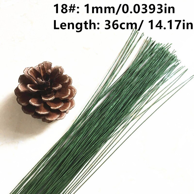 1mm 2/3/4/5mm 40/60cm Dark Green Wire silk flowers stem DIY Handmade Decorative Wreath Artificial Flower Branches Florist Crafts: 1mm L 36cm 30pcs