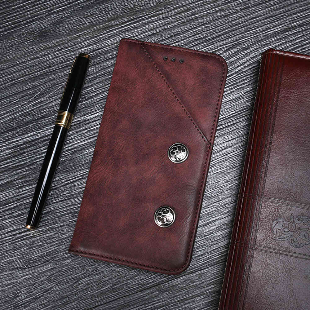 Telefon etui til oneplus 5, [stativer til kortpladser], retro magnetisk fip etui, cover til læder telefon cover til oneplus 5