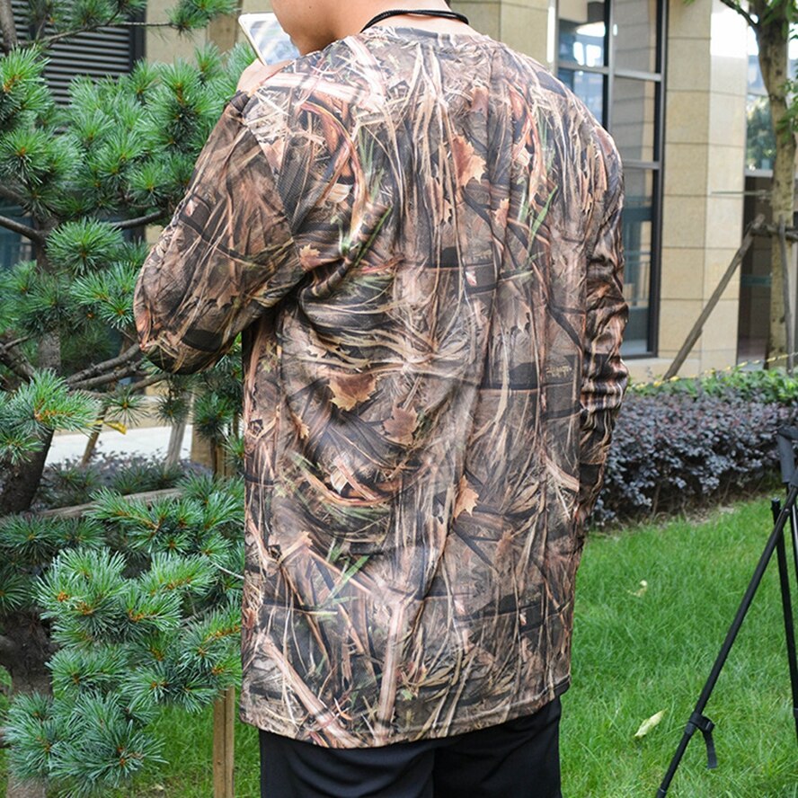 Jungle camouflage t-shirt jagt skyde t-shirt hurtigtørrende langærmet fuglekiggeri fiske klud bionisk camo ghillie klud