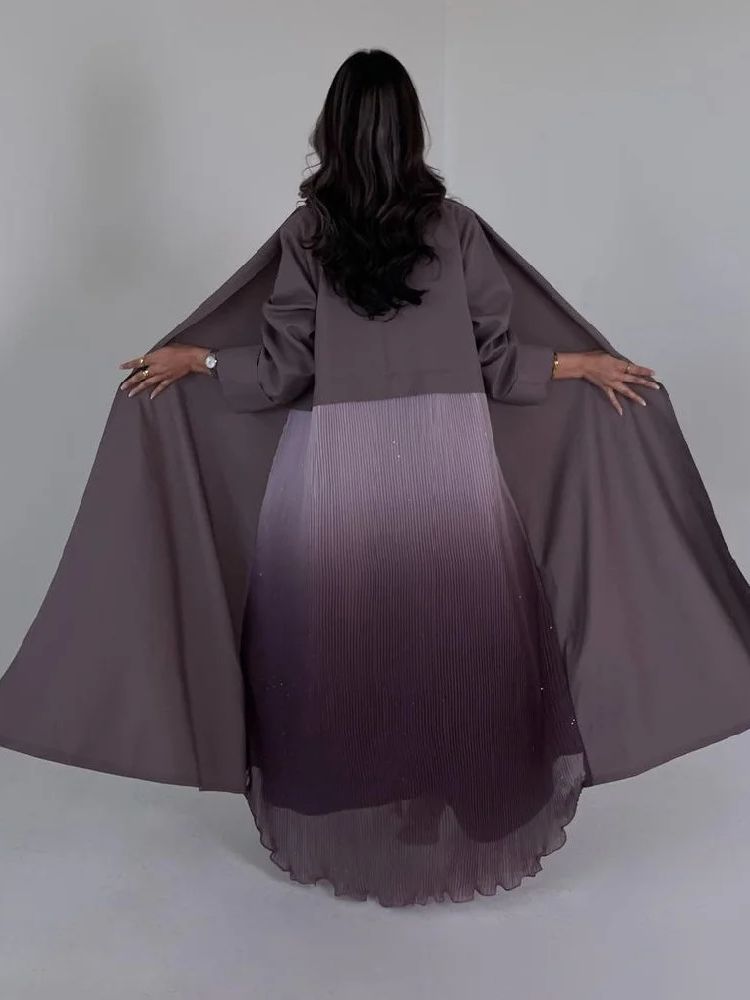 Ramadan Open Chiffon Kimono Abaya Damen Dubai Kaftan Moslim Jas Gebed Kleding Vrouwen Djellaba Kebaya Gewaad Femme Musulmane: XL / Paars