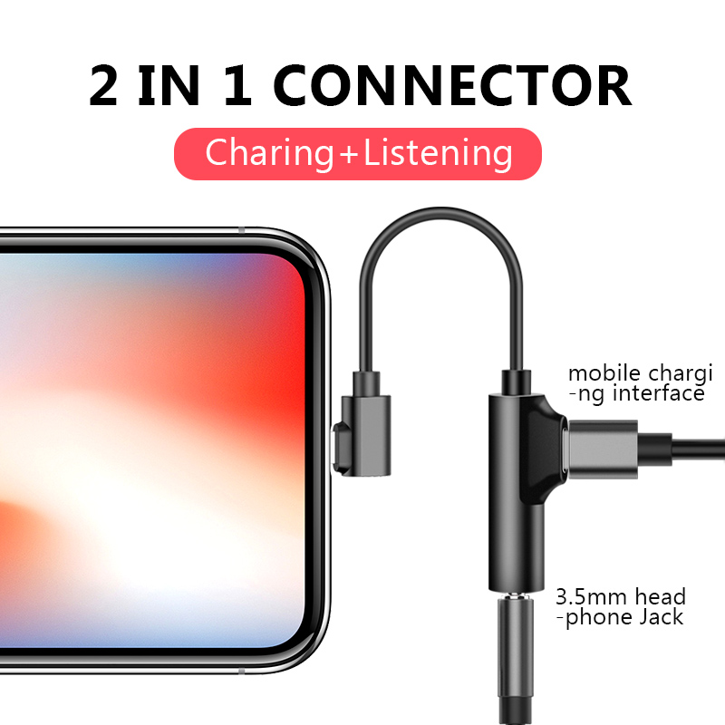 ! ACCEZZ Voor Apple 3.5mm Koptelefoon Adapter Voor iphone X 8 7 Plus XS MAX XR Luisteren Opladen Jack Connector AUX Splitter Kabel