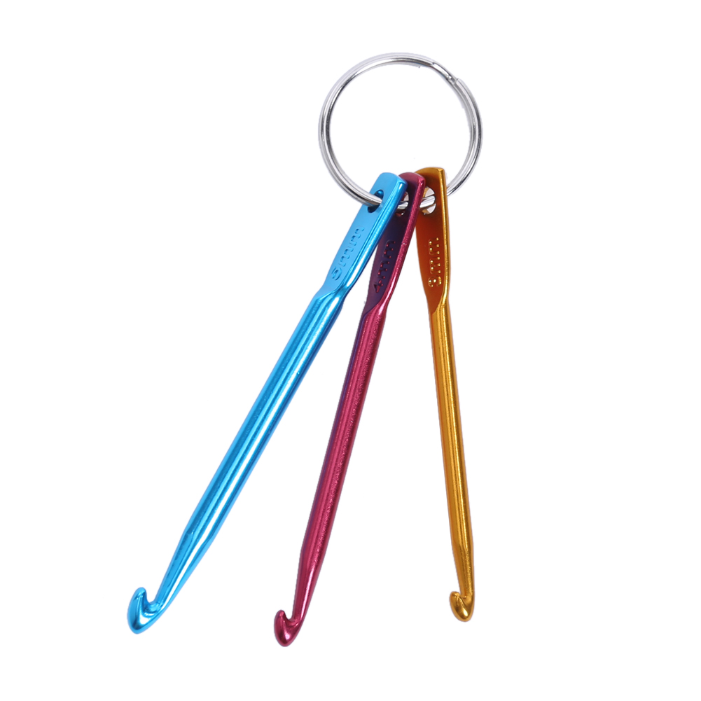 5Set 3 Stuks Haaknaalden Veelkleurige Mini Aluminium Sleutelhanger Haakhaken Diy Ambachten Gereedschap Breien Weven Haarnaalden