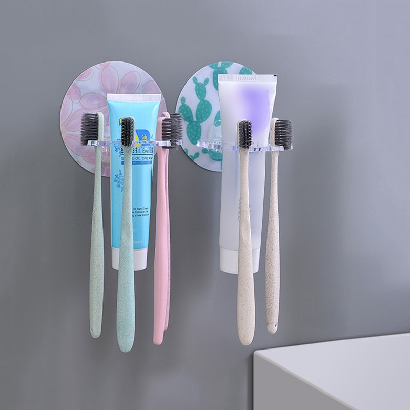 Tandbørsteholder rack badeværelse tilbehør disk multicard slot tandbørste arrangør hængende sæt opbevaring vægmonteret tandbørste