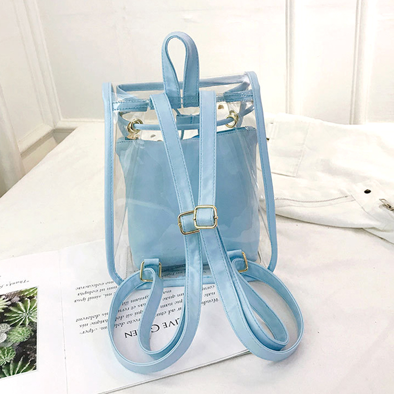 BONAMIE Mini Frauen Rucksack PVC Mädchen Klar transparent Tasche Gelee Reise Rucksack Für Dame Weibliche Schulter Taschen