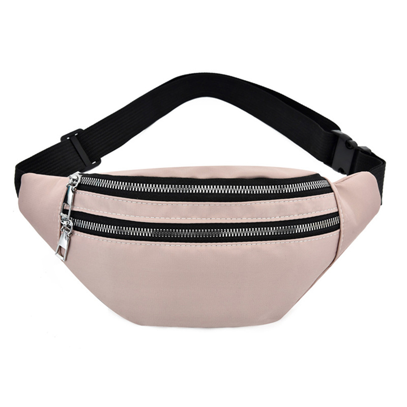 Waist Bag Women Men Waterproof Pocket Casual Chest Handbag Unisex Sports Travel Purse Plaid Waist Pack Belly Bags Case: Pink