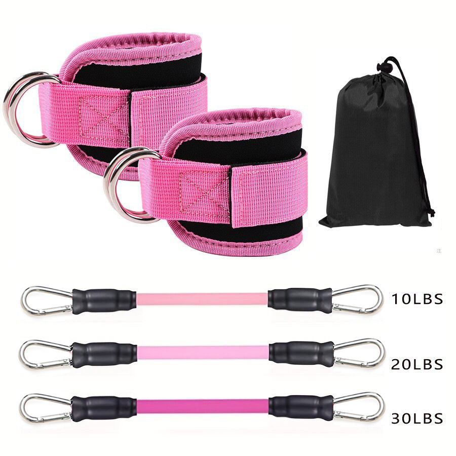 Ankle Straps Resistance Bands Set Fitness Workout Exercise Equipment Ankle Weight Yoga Elastic Fitness Band For Gym Man Woman: Pink