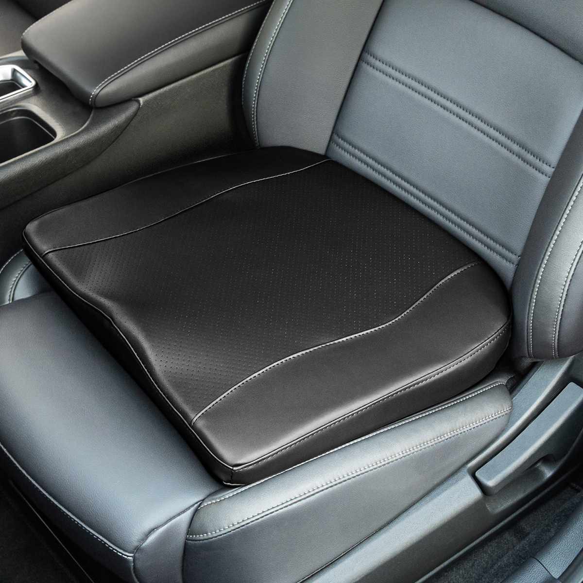 PU Leather Car Seat Cushion Automobiles Seat Covers Chiar Cushion Pad Memory Foam Breathable Comfortable Soft Home Office: Black