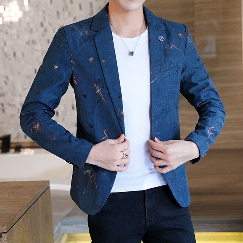 Männer der Jugend Beiläufige Dünne High-End-Druck Anzug Blazer/Männlichen Bankett Jacke Mantel