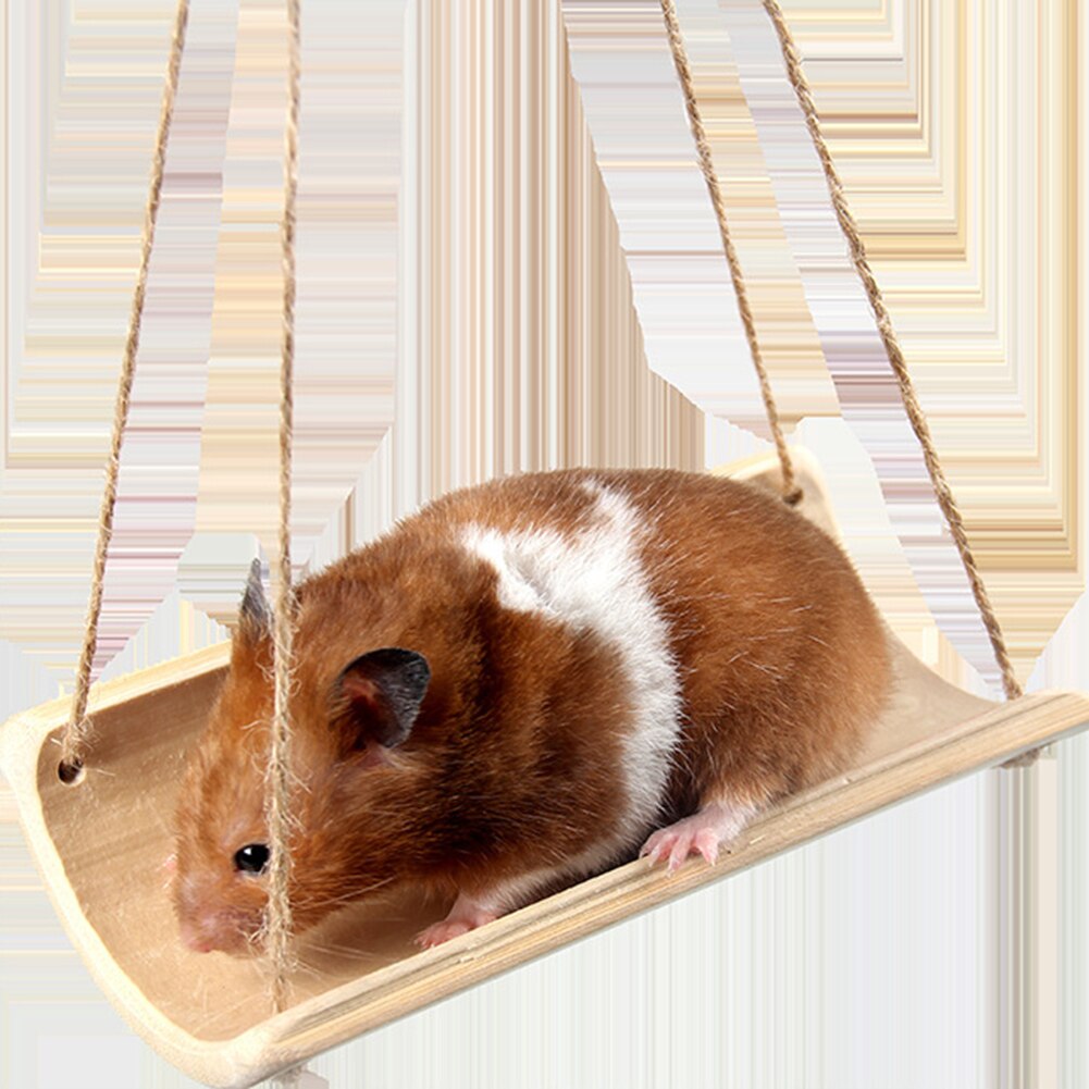 Bamboe Rat Hamster Kleine Huisdier Opknoping Swing Cool Hangmat Kooi Nest Spelen Speelgoed Natuurlijke Bamboe Hout Huisdier Swing Hangmat Kooi nest