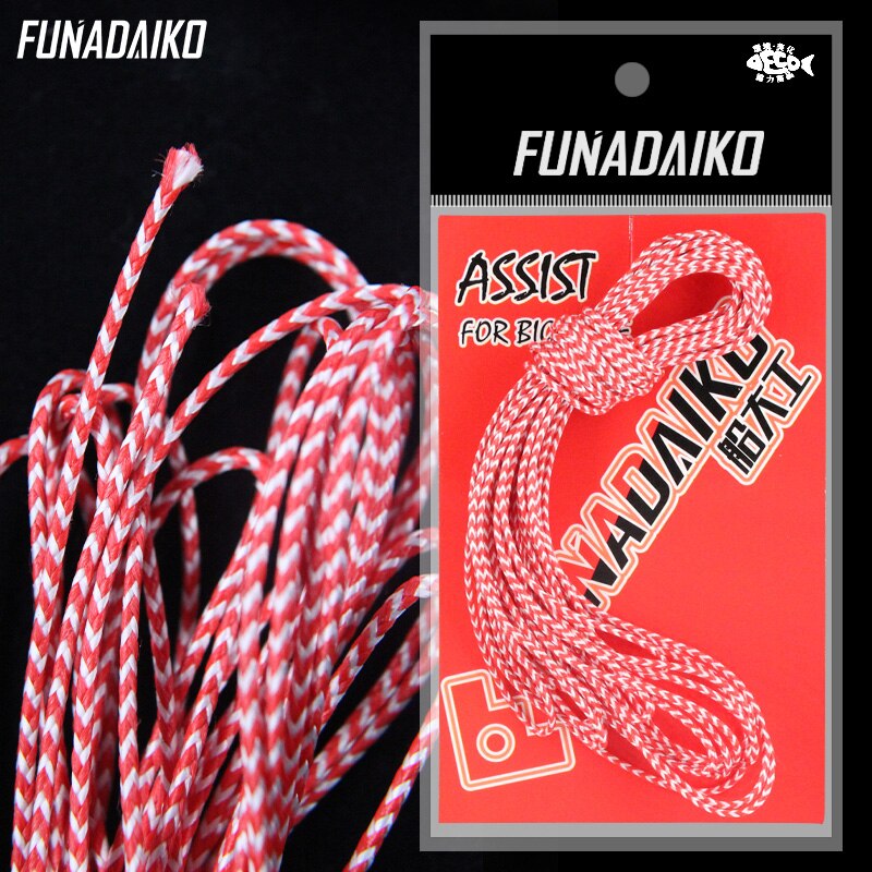 Funadaiko 8 tråde 10m pe assist kroge line stærk hulkerne båd fiskeri binding line jigging krog gør det selv tilbehør i taske: Rød hvid 1.1mm 10m