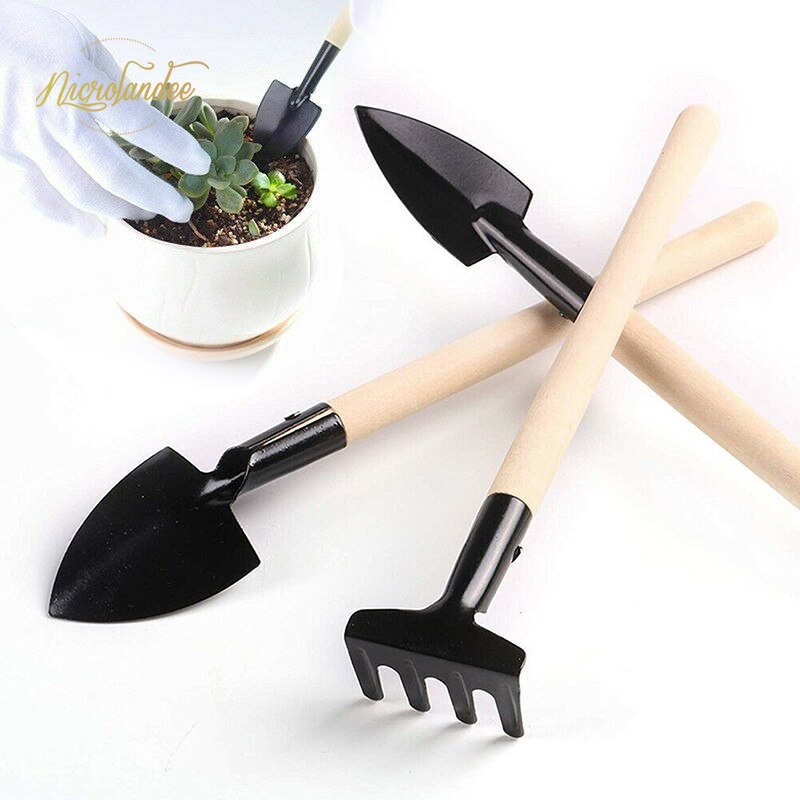 NICROLANDEE Mini Plant Potted Flower Wooden Tools Kit for Transplanting Seedlings Cultivating Vegetable Seedlings Plant Potting