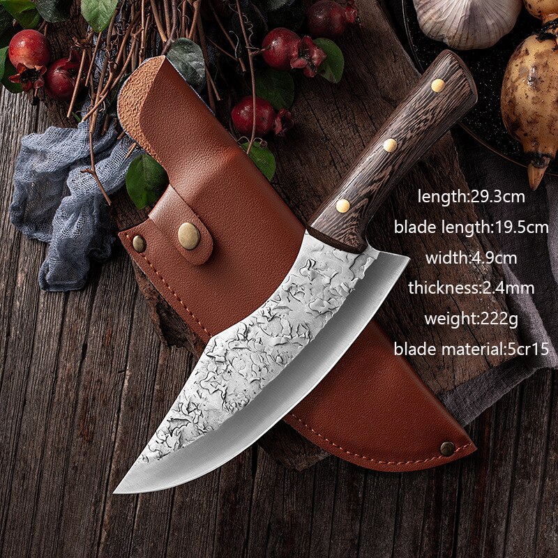 Cuchillo japonés para deshuesar, utensilio de cocina de acero, hecho a mano, Santoku: 7