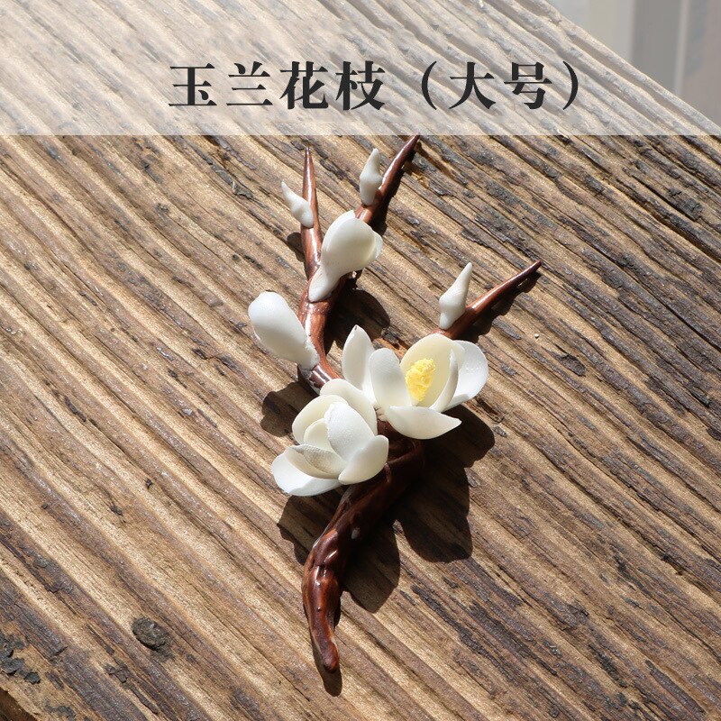 VIDAR-rama de flor de ciruelo de cerámica hecha a mano, accesorios creativos de decoración para Ceremonia de té, adornos Zen: F