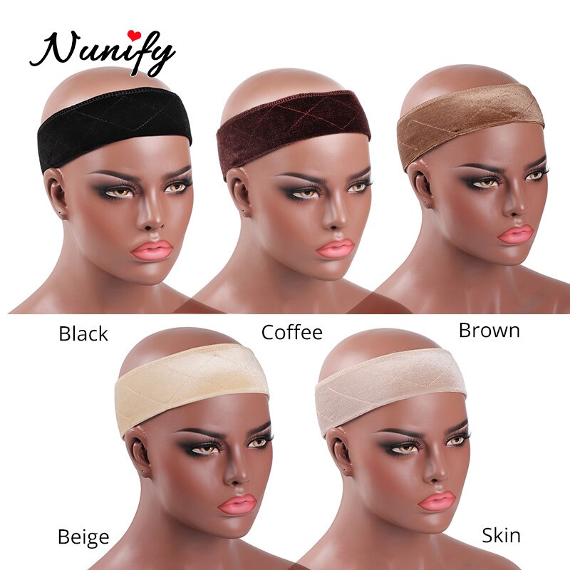 Nunify – bande de maintien pour perruque en velours pour femme, 1 pièce/lot, réglable, noir, Beige, café, brun
