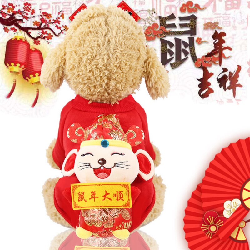 Jaar Hond Kleding Chinese Jaar Huisdier Kleding Tang Pak Kat Coat Chihuahua Yorkie Hond Hoodie Poedel Pommeren kostuum