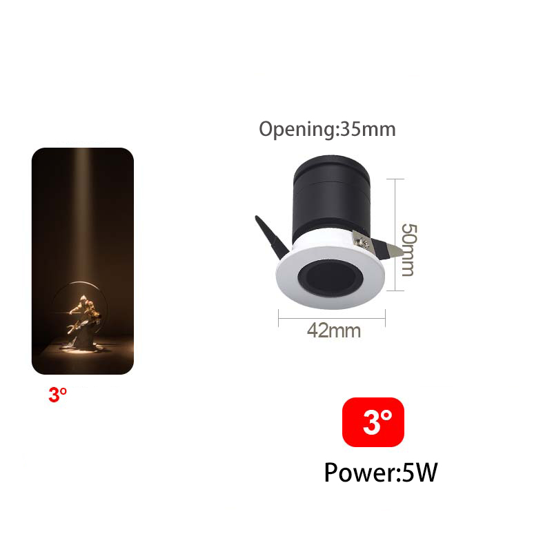 Led Spotlight Cabinet Mini Spot Light Small Angle Embedded 3W 3 8 15Degree Atmosphere Museum Display Art Picture Foco Adjustable: L / RGB