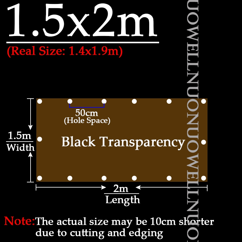 Custom 0.35mm Thick PVC Rainproof Cloth Black Transparent Tarpaulin Garden Plant Awning Aiti-UV Sun Protective Waterproof Cover: 1.5x2m
