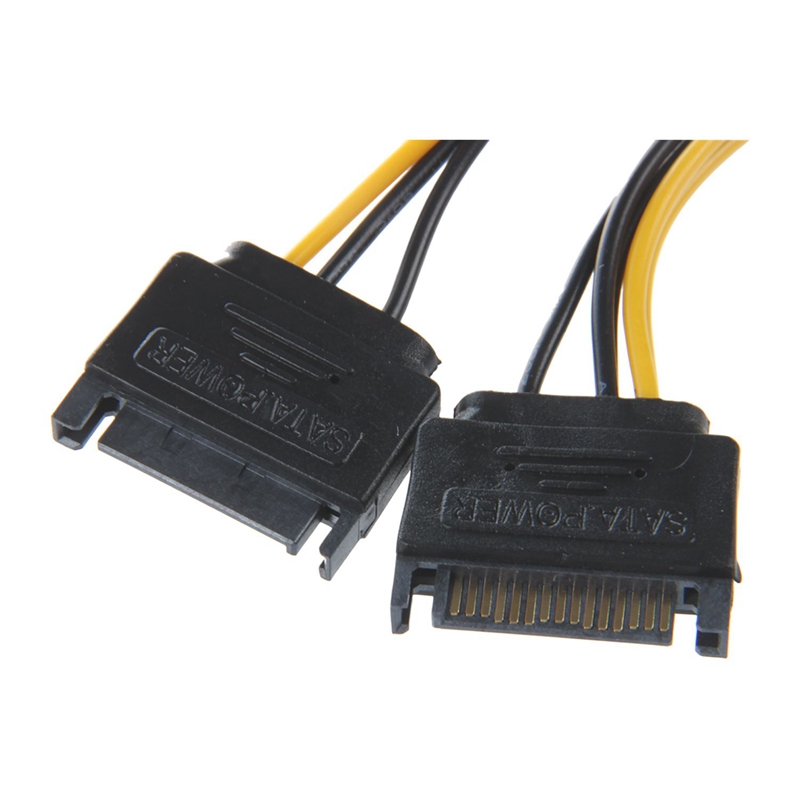 2PCS Dual 15 Pin SATA Male To PCIE 8Pin(6+2) Male Video Card Power Cable With 4-Pin To SATA Power 15-Pin Connector Cable