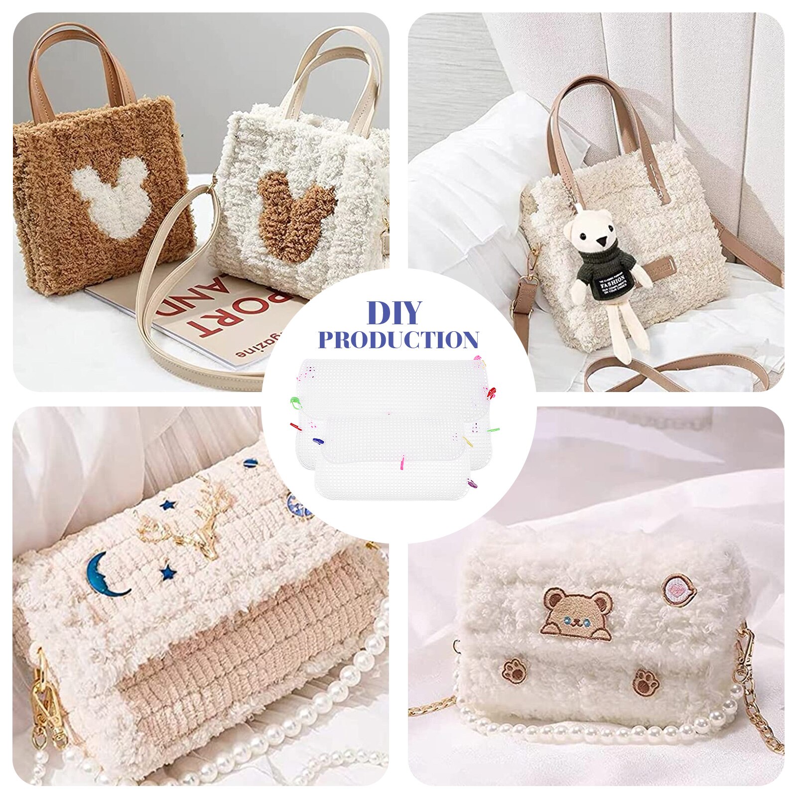 1 Set Knitting Bag DIY Kit Plastic Mesh Sheets DIY Crafting Handbag Kit Handbag Making Materials