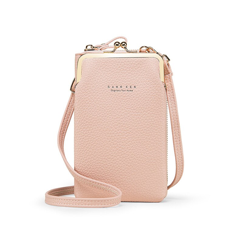 YOJESSY Yellow Women Bag Cell Phone Pocket Pu Leather Ladies Crossbody Bags Purse Female Messenger Bag: H2107 PINK