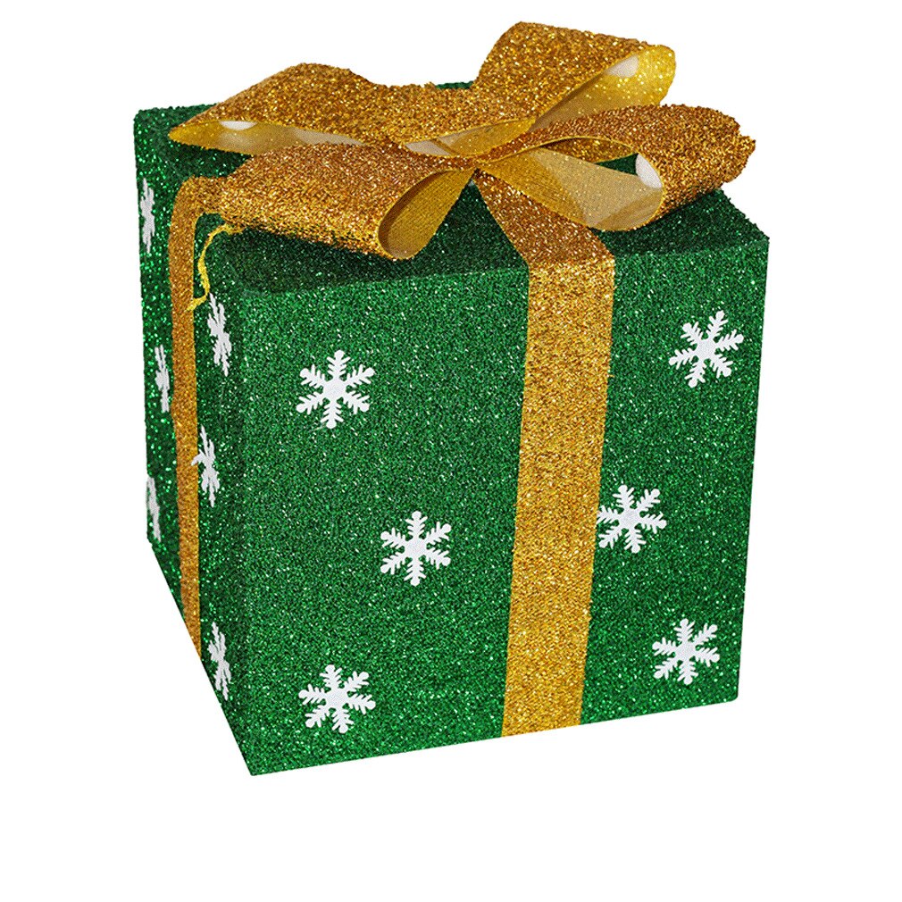 DIY Christmas Box Snowflake Glitter Wrapping Boxes Xmas Home Decor 15/20/ 25cm: Green / 25x25cm