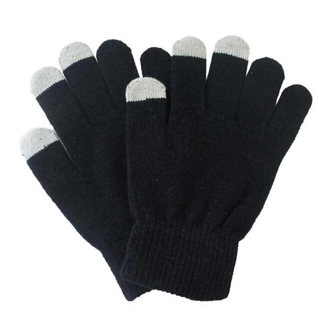 Valink Unisex Winter Warm Capacitive Knit Gloves Hand Warmer for Touch Screen Smart Phone Female Gloves: black