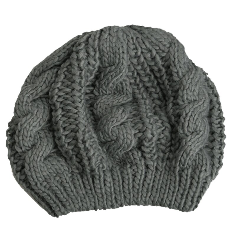 Chic Wol Gebreide Baret Hoeden Herfst Winter Vrouwen Meisjes Mode Accessoires Warme Comfortabele Elastische Eenvoudige Caps: Grijs