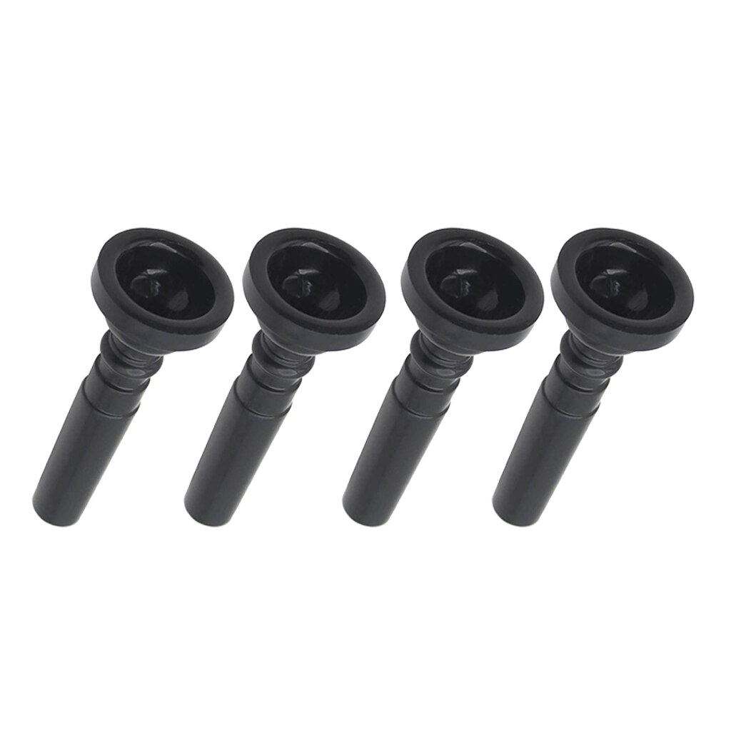 Pack of 4 ABS Plastic Marching Cavalry Trumpet Mouthpiecesfor Trumpeters Students, Black