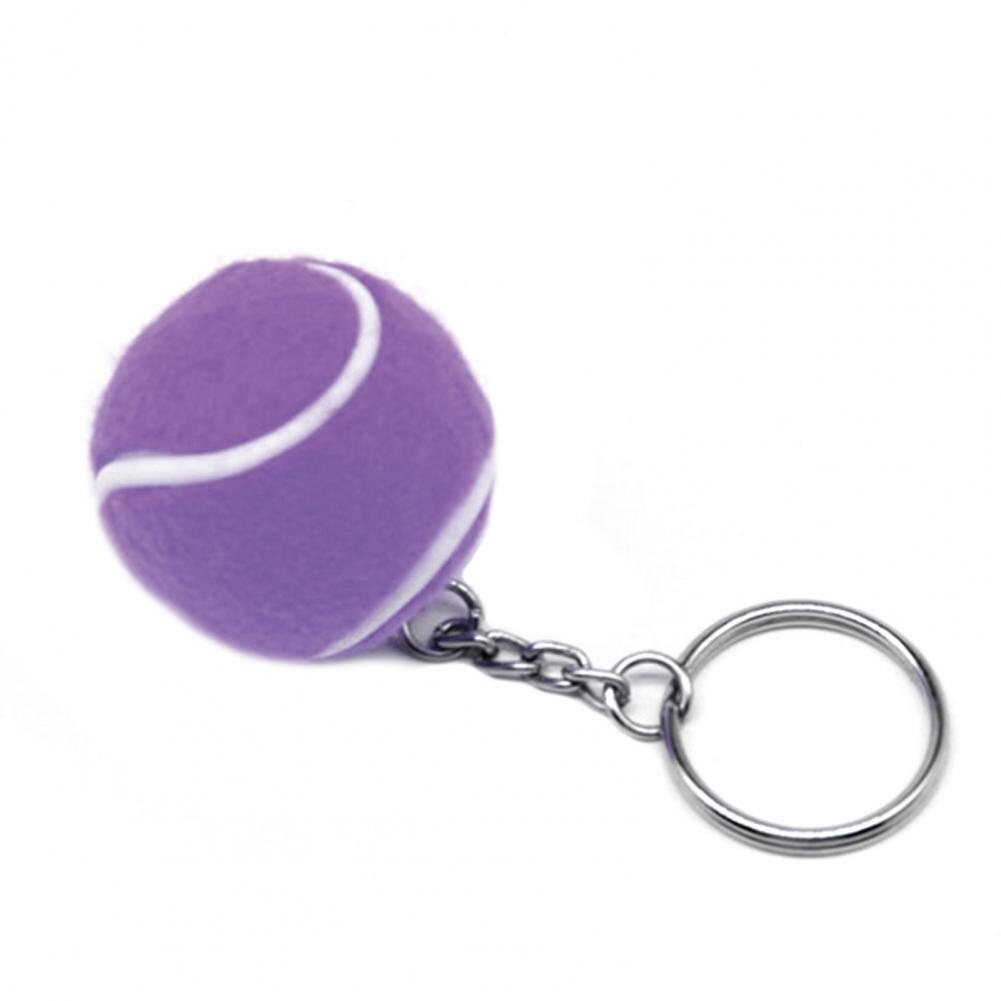 Keychain Lovely Key Ring Mini Soft Flocking Sport Ball Tennis for Kids Tennis Keychain: Purple