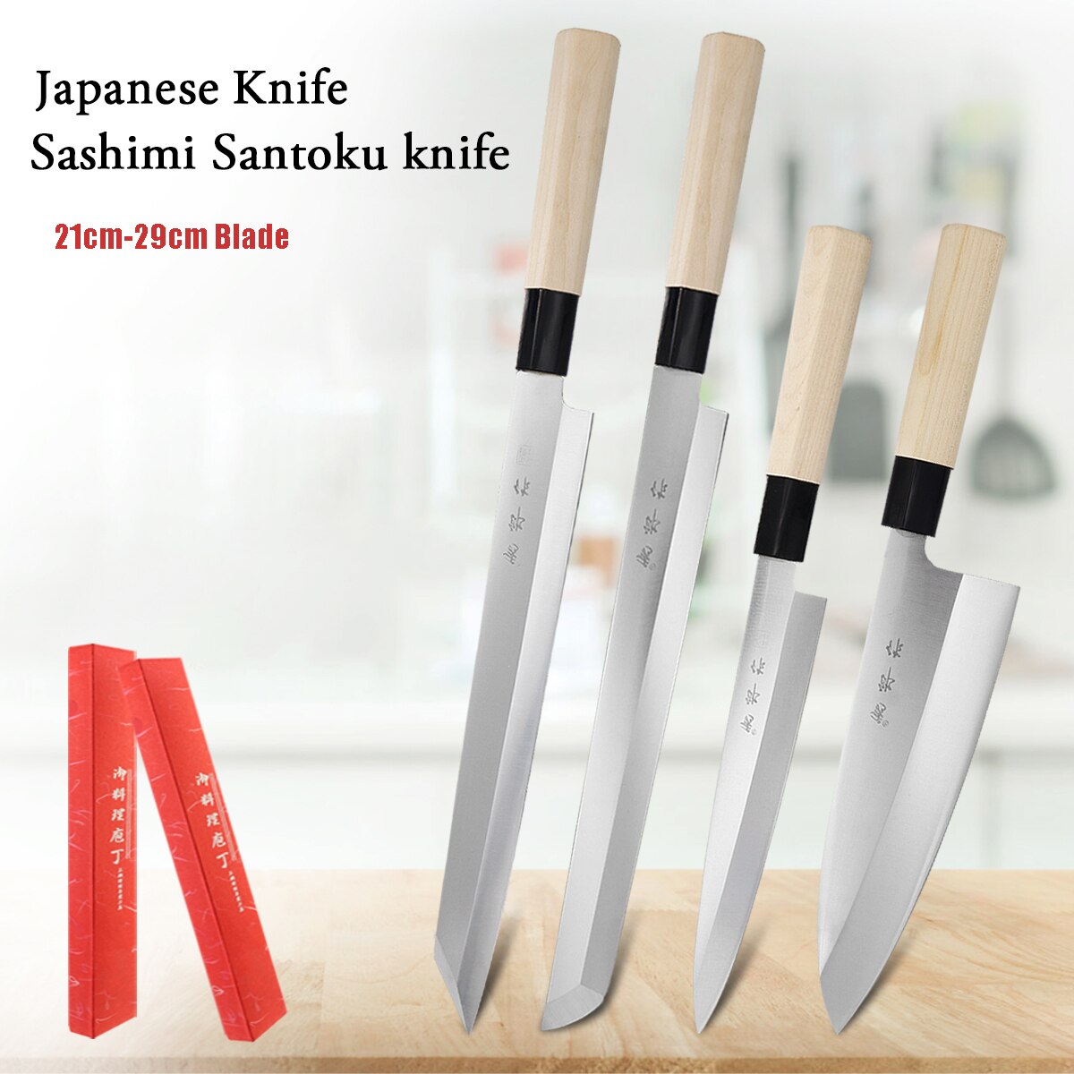 Pro Japanese Knife Set Salmon Santoku Knife Sharp Edge Fish Filleting Sashimi Slicing Knives Meat Cleaver For Cooker