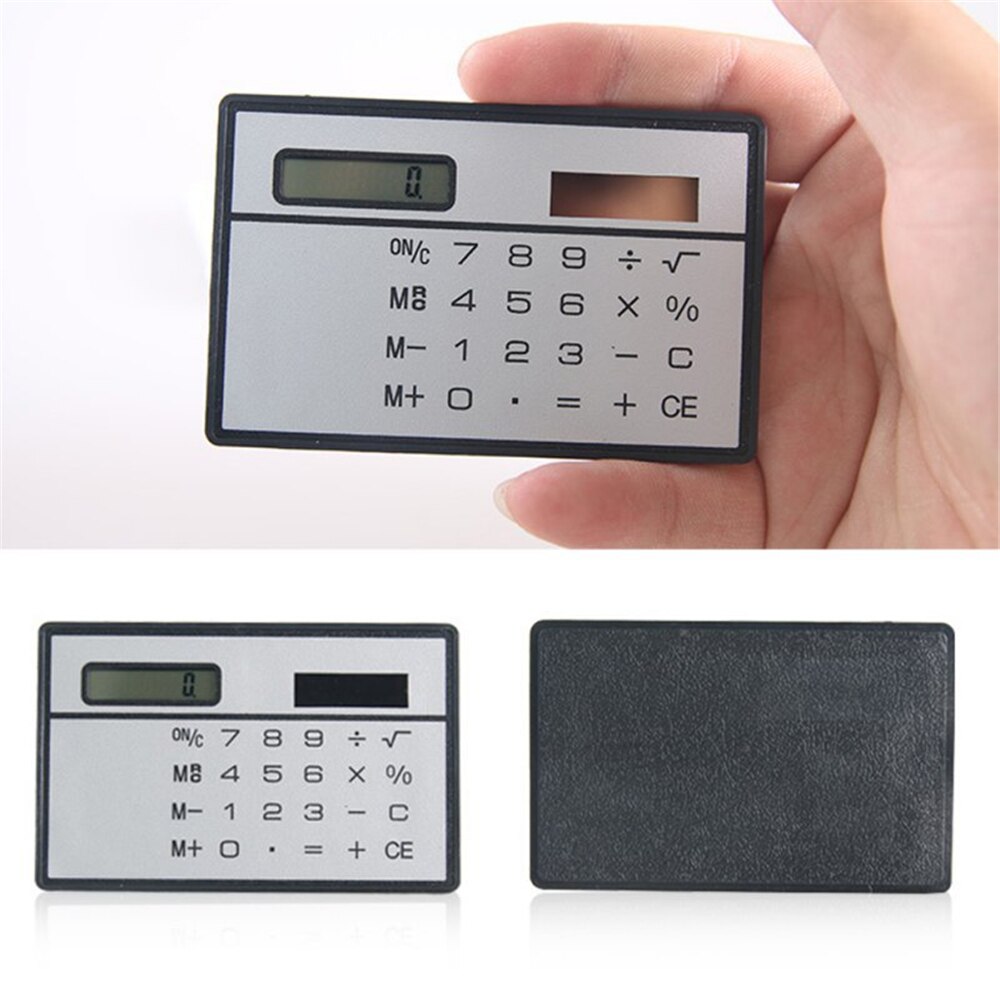 1 pces mini calculadora ultra fino cartão de crédito tamanho de 8 dígitos portátil solar powered bolso calculadoras material escolar escritório