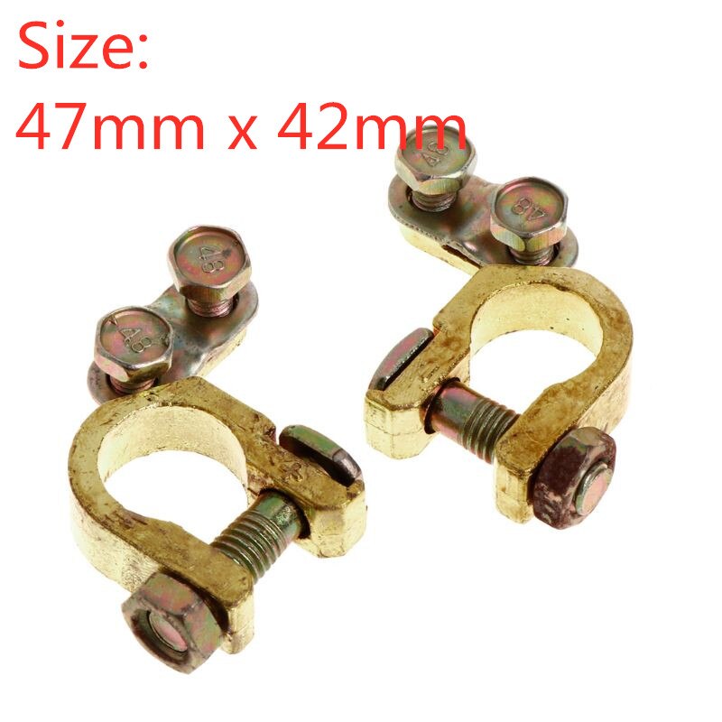 2Pcs Durable Replacement Auto Car Battery Terminal Clamp Clips Brass Connector: 47mm x 42mm