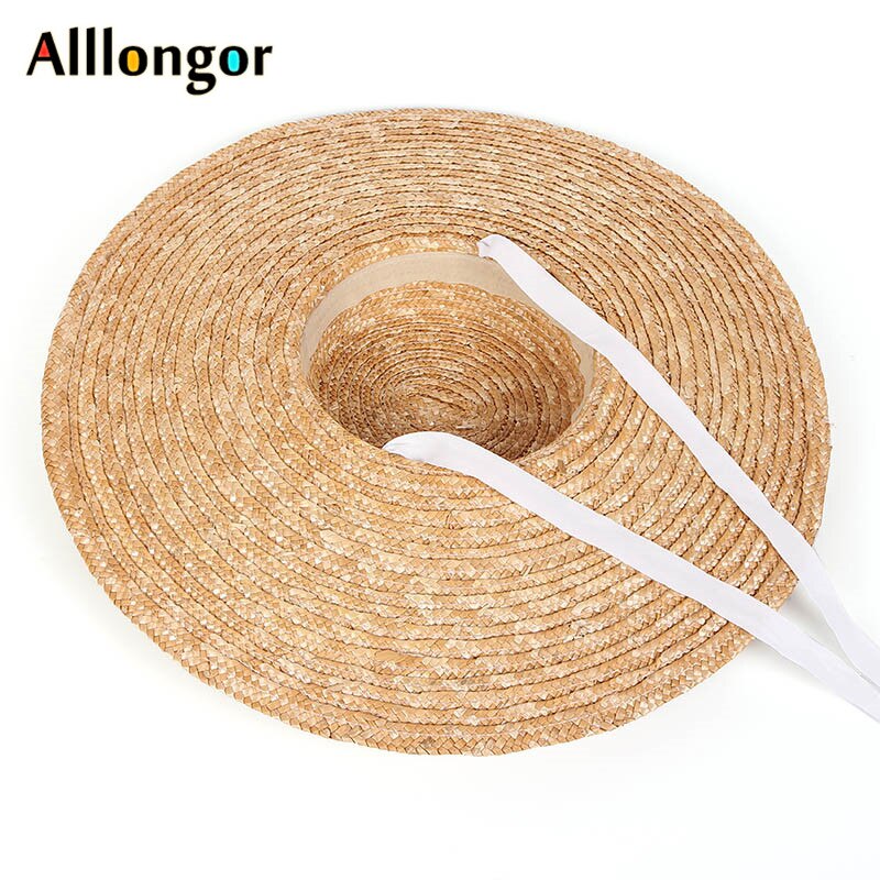 Sombrero de paja de trigo Natural para mujer, sombrero de playa con cinta para el verano del , gorro de playa con visera ancha de 15CM, protección uv para mujer, sombreros de playa para el sol