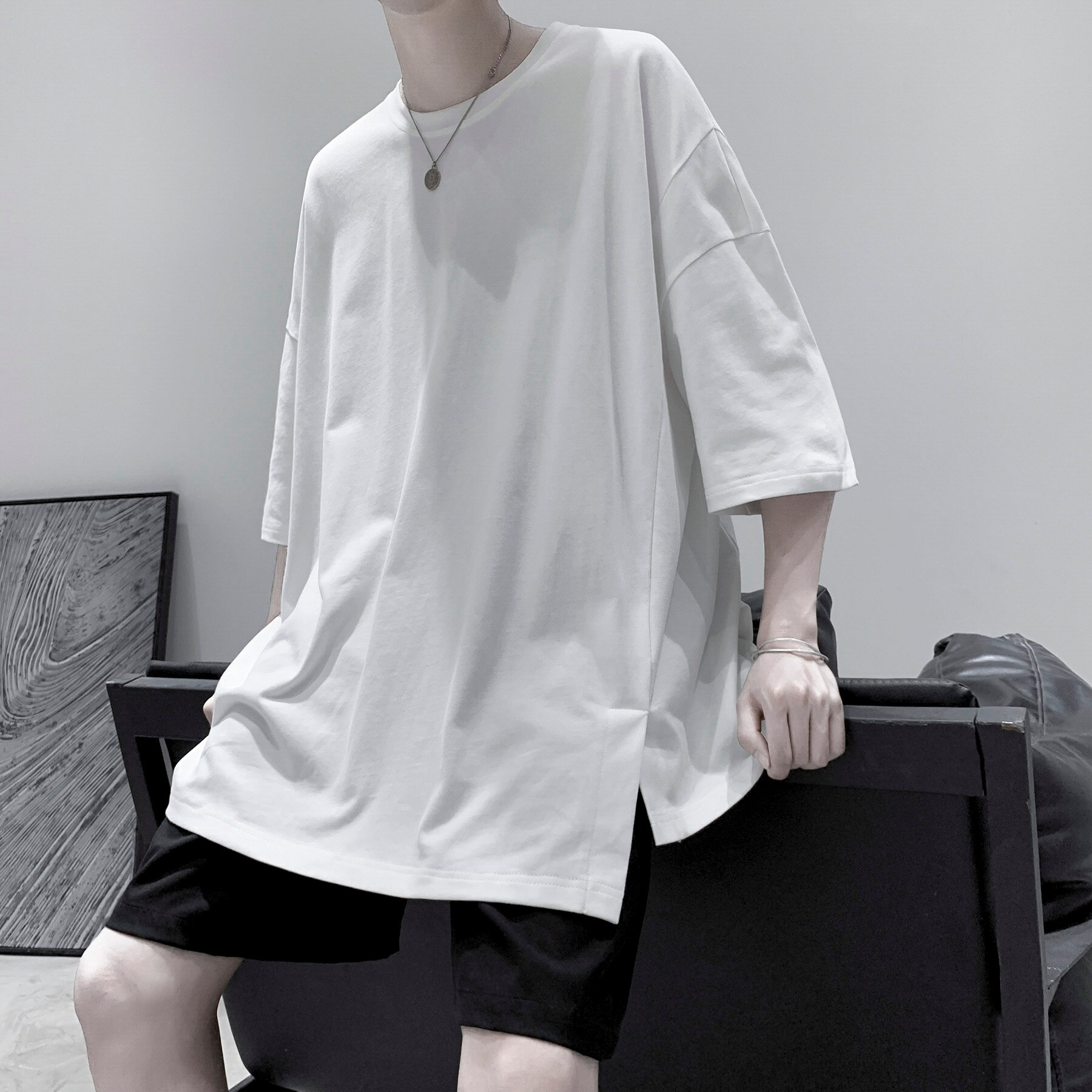 3d skræddersyet bomuld t-shirt harajuku streetwear sexløs stil herre t-shirt: Hvid / Xl