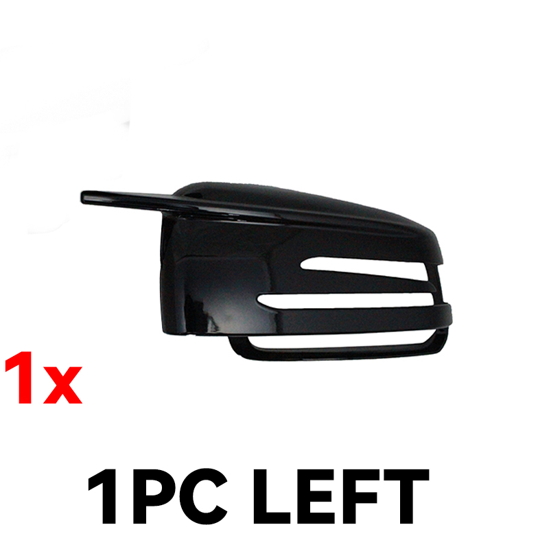 Cubierta de espejo de fibra de carbono para coche Mercedes Benz, tapas de espejo con patrón, color negro, 2 piezas, W176, W246, W204, W212, W221, C117, X204, X156: 1pc Black Left