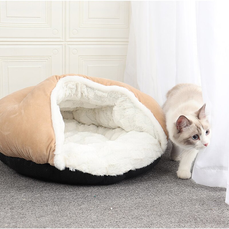 PSM Pet Cat Bed House Buckskin Bed Cat Cave Basket Cat Toddler Soft Warm Abreathable Chihuahua Cats Products for Pets Niche Chat