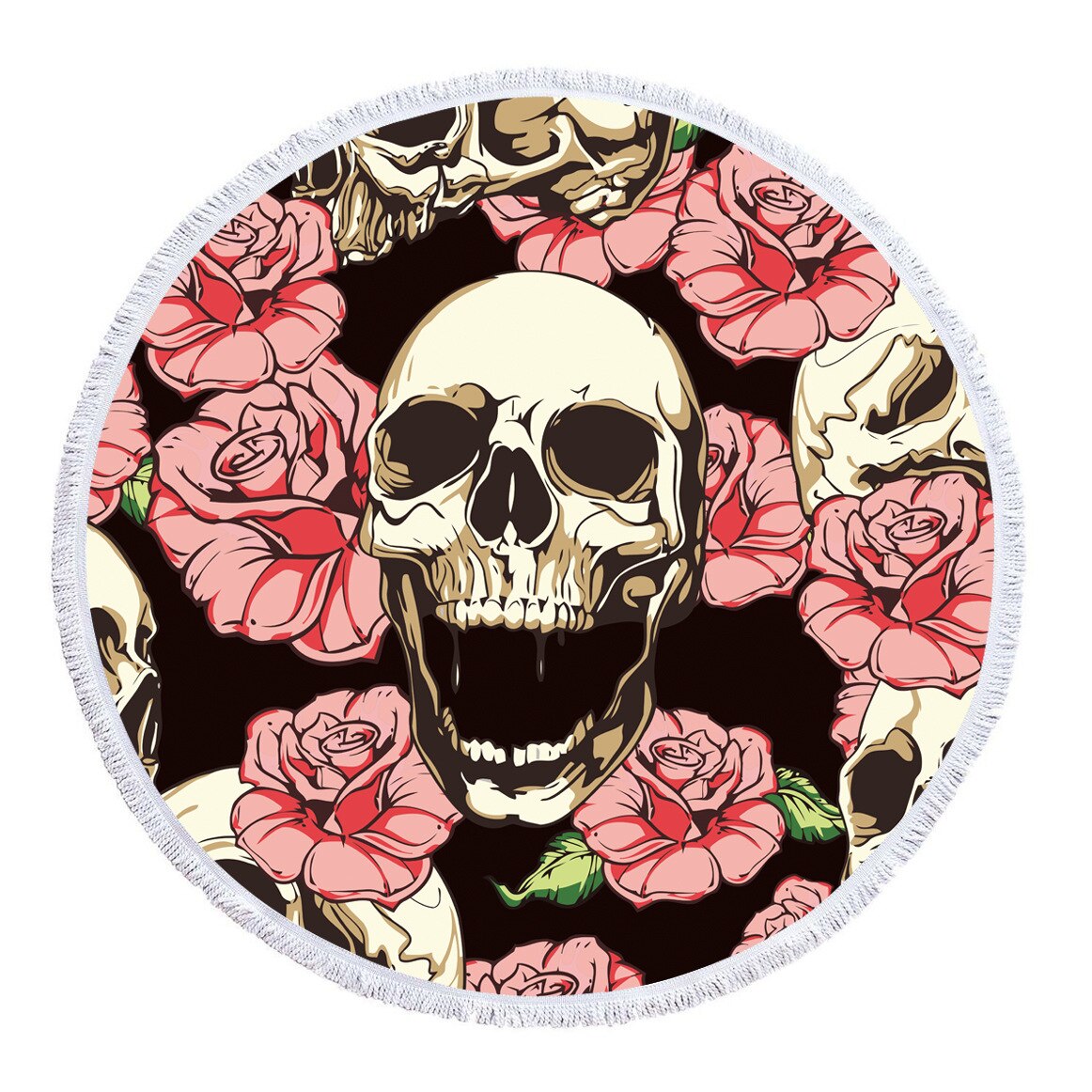 Grote Ronde Sandbeach Handdoeken Gedrukt Schedel Strandlaken Microfiber Stof Badkamer Bad Buiten Zwemmen Handdoeken Wandelen Serviette: Towel 3