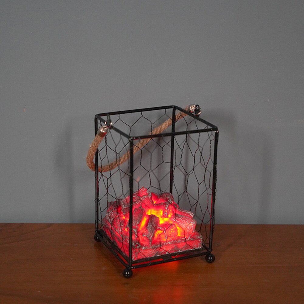 colgante de luz de llama de carbón simulada soporte de vela de chimenea luz LED Retro lámpara de pared para el hogar al aire libre decoración de Halloween: A