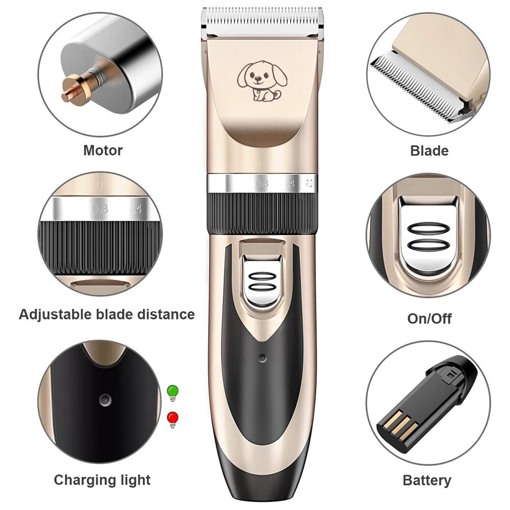 Rodanny Huisdier Tondeuse Grooming Set Kapsel Trimmer Scheerapparaat Usb Oplaadbare Low-Noise Dog Clippers Professionele