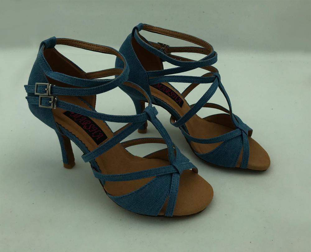 Zapatos de baile latino para mujer, y , zapatos de salón para bailar salsa, zapatos de tango en Jeans 6232J, zapatos de boda y