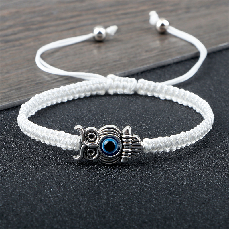 Pulsera ajustable de ojo de la suerte para hombre y mujer, brazalete trenzado de cuerda de hilo rojo hecho a mano, amuleto de búho, joyería de la amistad