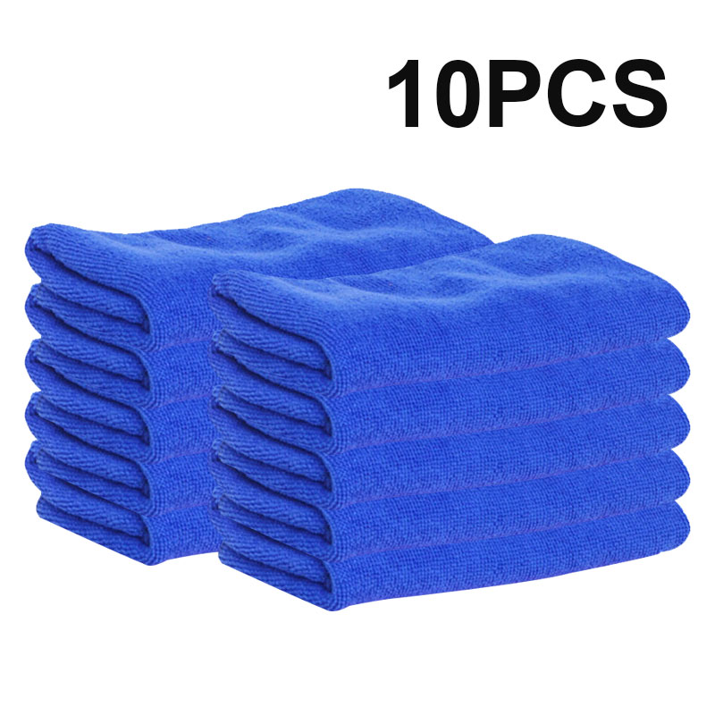 10 pcs Blue Auto Microfiber Handdoek Auto Zachte Wassen Doek Veeg Polish schoon water absorberende Handdoek Thuis Huishoudelijke Badkamer Producten