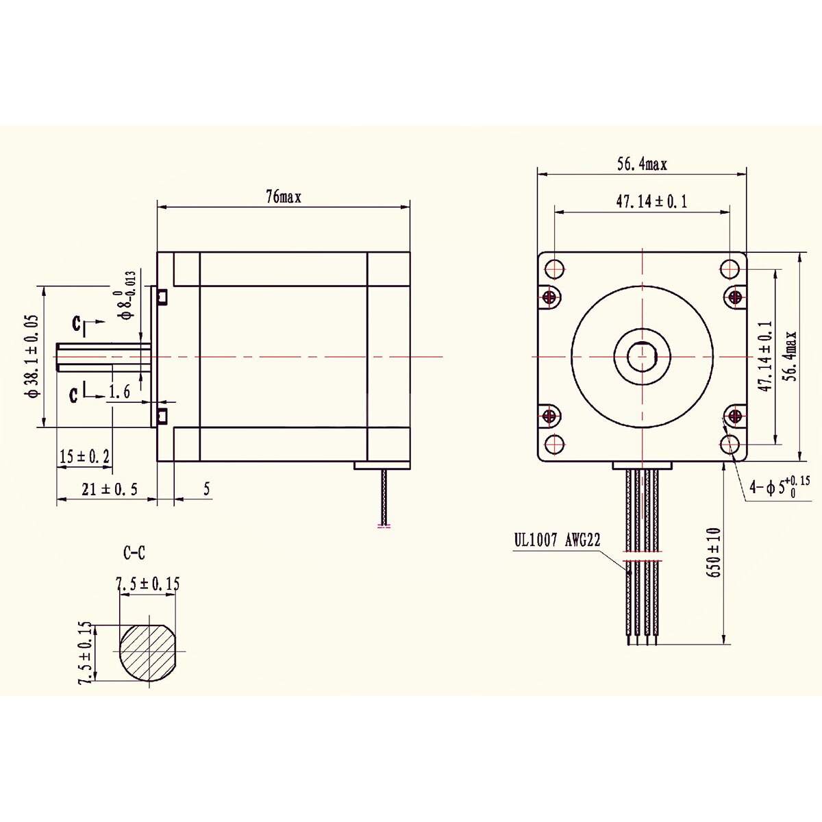 Nema 23 Stepper Motor- 23HD76002Y-21B 1,9 N.m 3A 3,6 V 269 unzen · in/1,9 N · m/190Ncm