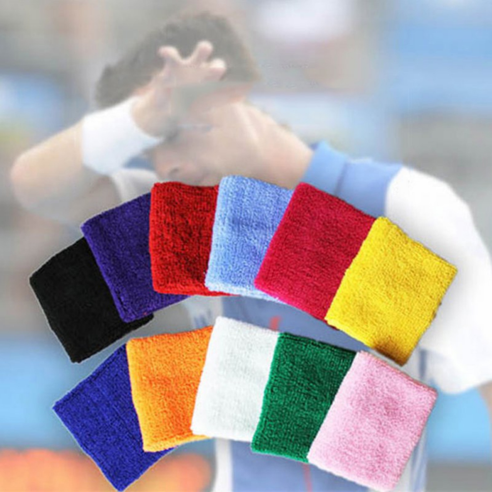 Baumwoll-schweißband für damen und herren, handgelenkstütze, fitness, laufen, badminton, baseball, tennis, sportarten, einfarbig
