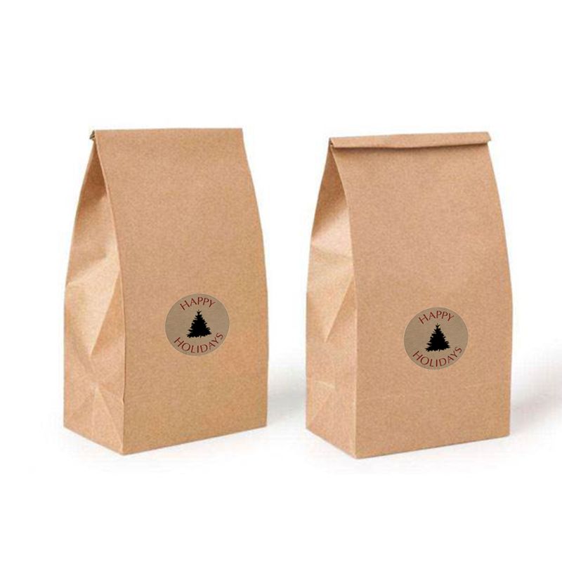 1 Roll Simple \"HAPPY HOLIDAYS\" Letters Pine Print Label Stickers Craft