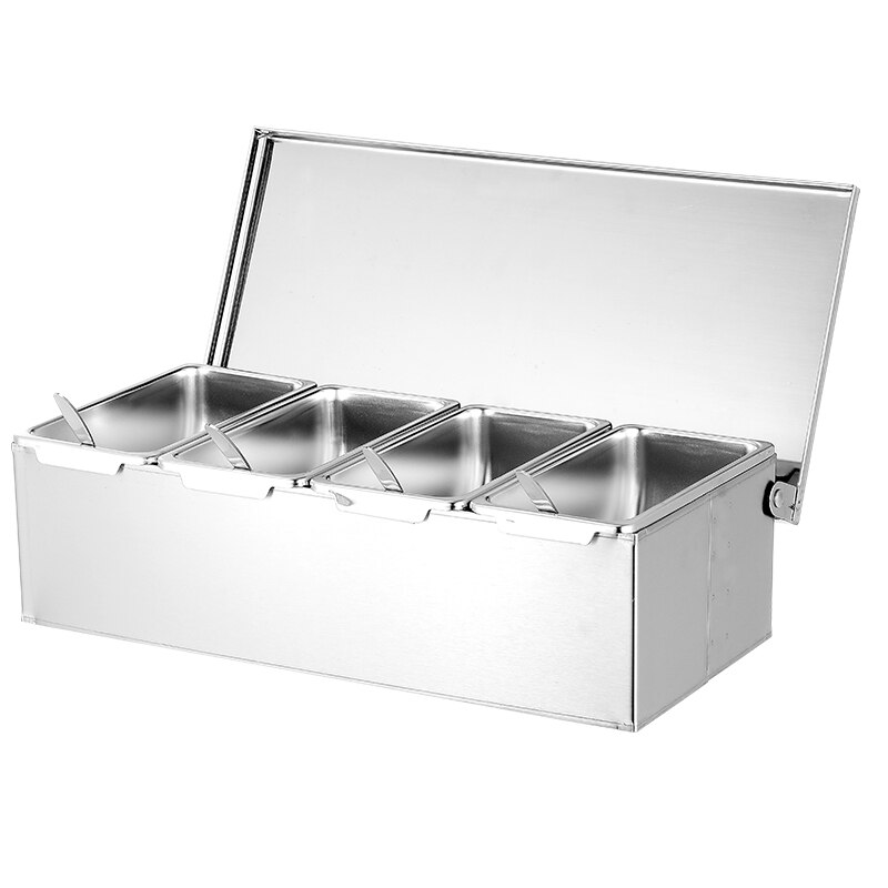 304 Stainless Steel Seasoning Box Hotel Restaurant chef Seasoning Box With Lid Storage Box Household Seasoning Tank